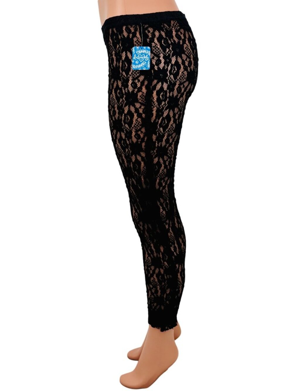 NWT Free People Black Sheer Floral Lace Leggings | Whimsigoth Dark Coquette Boho - Picture 13 of 16